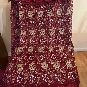 Elegant Red Floral Swiss Lace 100% cotton, 5 meters very beautiful.